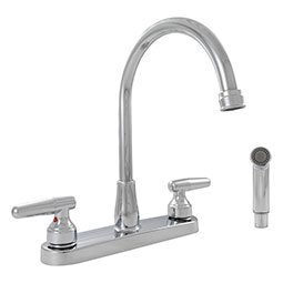 Handle Standard Kitchen Faucet with Side Sprayer -  Chrome