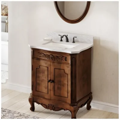 31" Clairemont-only White Carrara Marble Vanity Top, rectangle bowl cutout